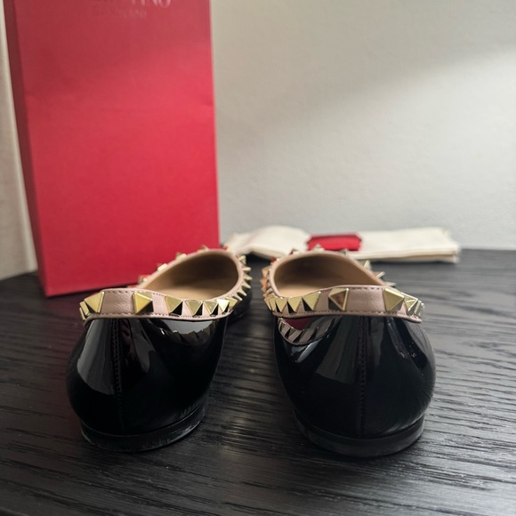 Valentino Garavani Rockstud Ballet Flats Patent Black 38 - Picture 7 of 11